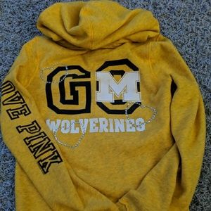 VS PINK Michigan Wolverines Bling Hoodie Sz S